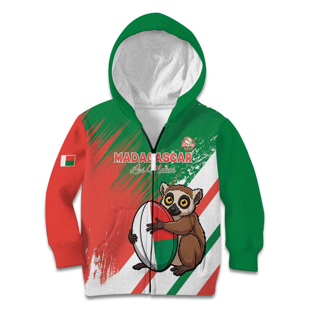 Madagascar Rugby Custom Kid Hoodie Go Les Makis - Wonder Print Shop