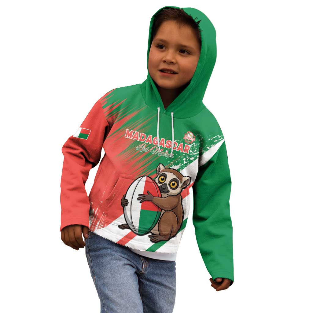 Madagascar Rugby Custom Kid Hoodie Go Les Makis - Wonder Print Shop
