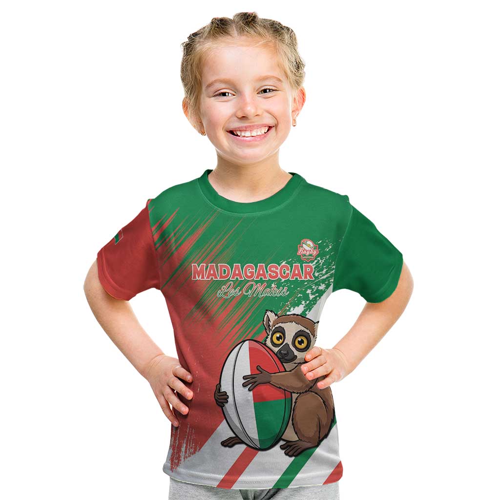 Madagascar Rugby Custom Kid T Shirt Go Les Makis - Wonder Print Shop