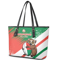 Madagascar Rugby Custom Leather Tote Bag Go Les Makis - Wonder Print Shop