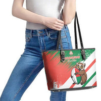 Madagascar Rugby Custom Leather Tote Bag Go Les Makis - Wonder Print Shop
