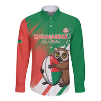 Madagascar Rugby Custom Long Sleeve Button Shirt Go Les Makis - Wonder Print Shop