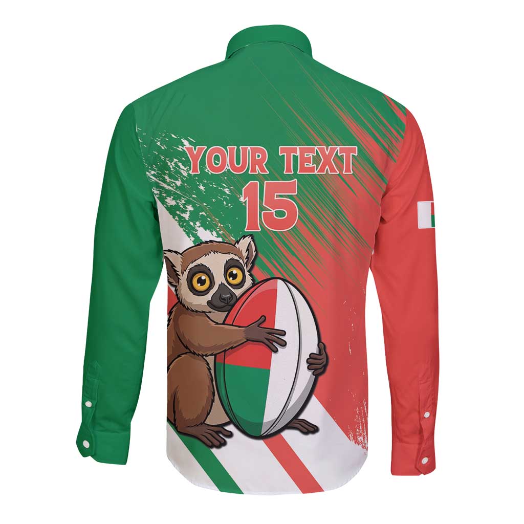 Madagascar Rugby Custom Long Sleeve Button Shirt Go Les Makis - Wonder Print Shop