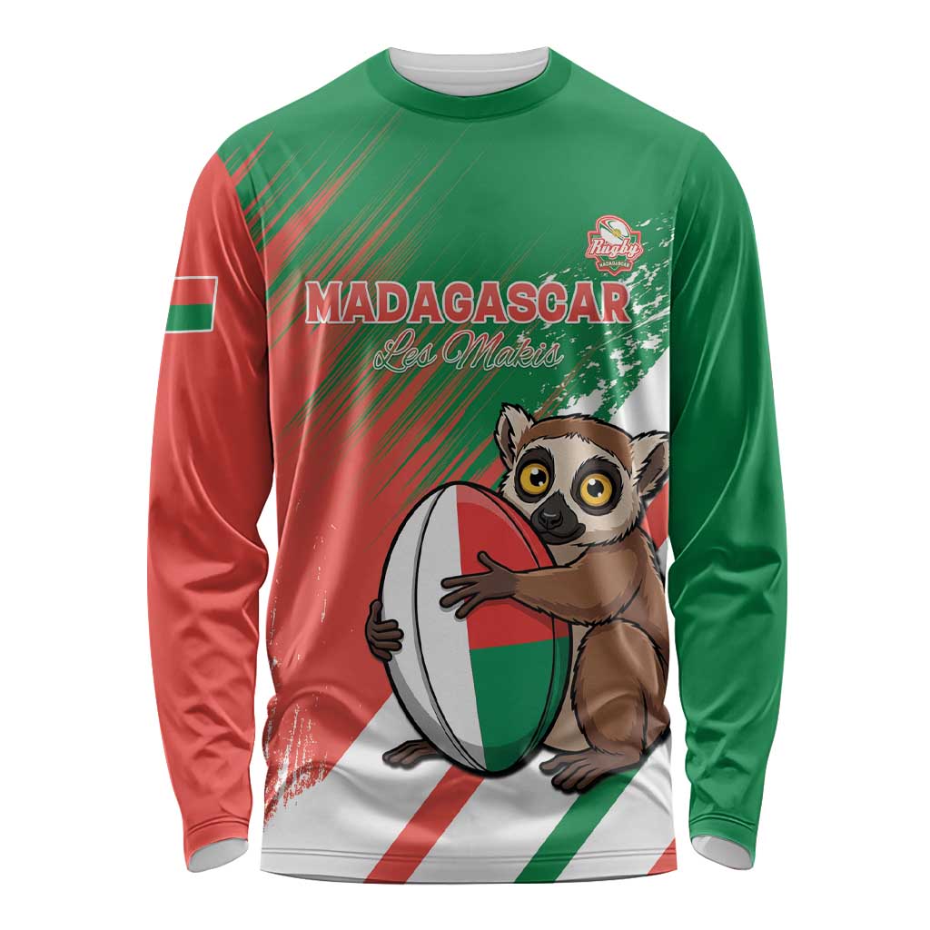 Madagascar Rugby Custom Long Sleeve Shirt Go Les Makis - Wonder Print Shop