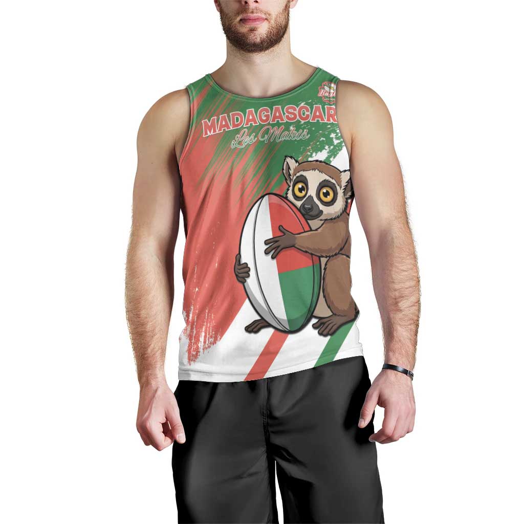 Madagascar Rugby Custom Men Tank Top Go Les Makis - Wonder Print Shop