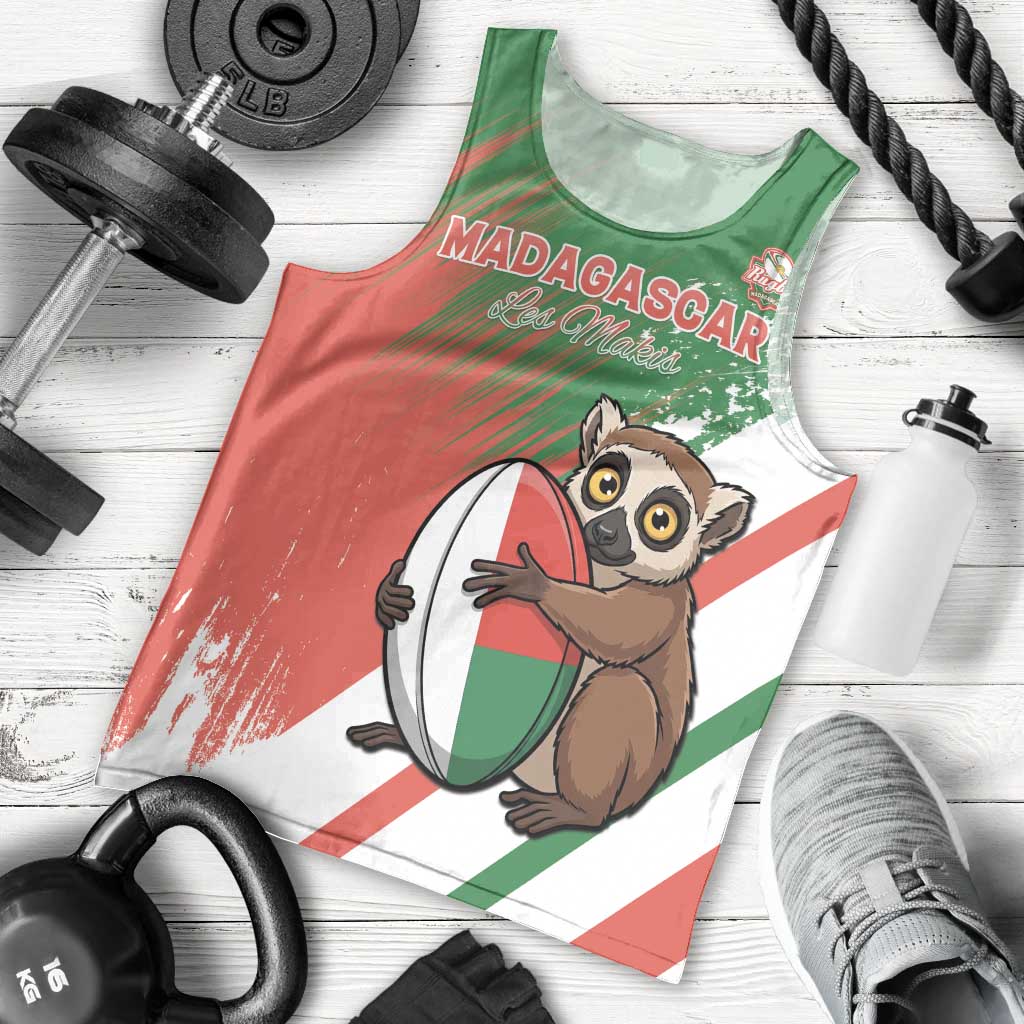 Madagascar Rugby Custom Men Tank Top Go Les Makis - Wonder Print Shop