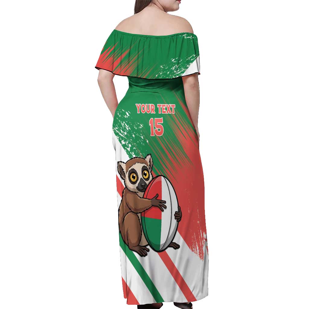 Madagascar Rugby Custom Off Shoulder Maxi Dress Go Les Makis - Wonder Print Shop