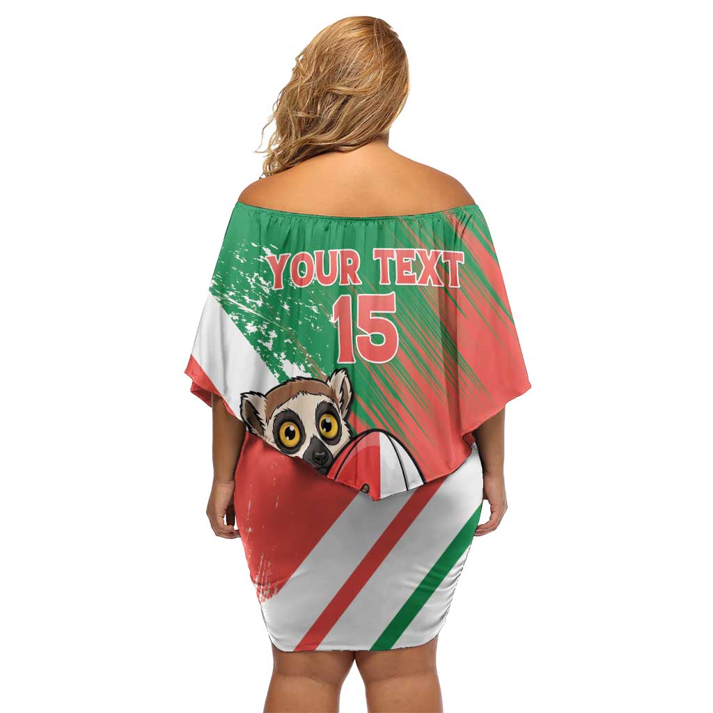 Madagascar Rugby Custom Off Shoulder Short Dress Go Les Makis - Wonder Print Shop