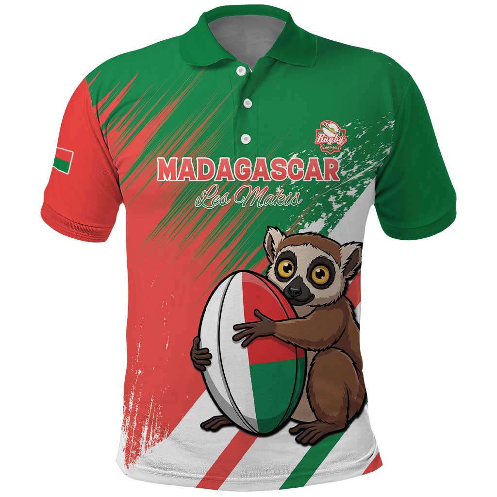 Madagascar Rugby Custom Polo Shirt Go Les Makis - Wonder Print Shop