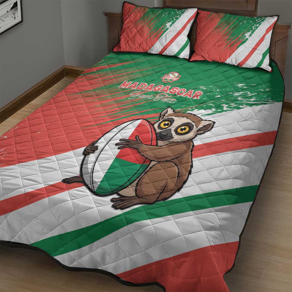 Madagascar Rugby Custom Quilt Bed Set Go Les Makis - Wonder Print Shop