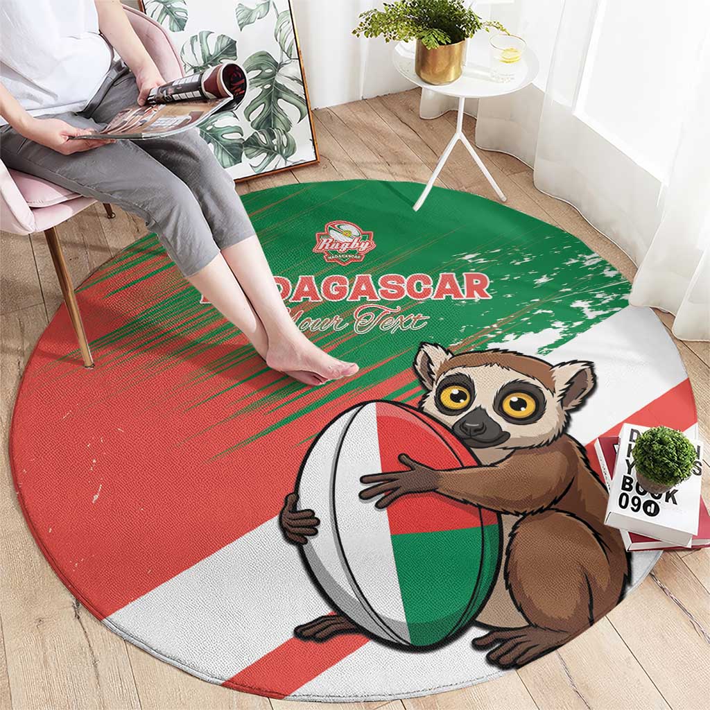 Madagascar Rugby Custom Round Carpet Go Les Makis - Wonder Print Shop