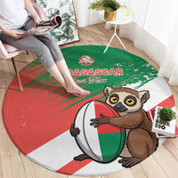 Madagascar Rugby Custom Round Carpet Go Les Makis - Wonder Print Shop