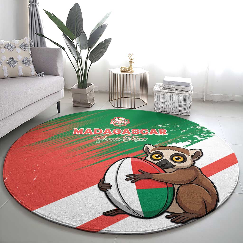Madagascar Rugby Custom Round Carpet Go Les Makis - Wonder Print Shop