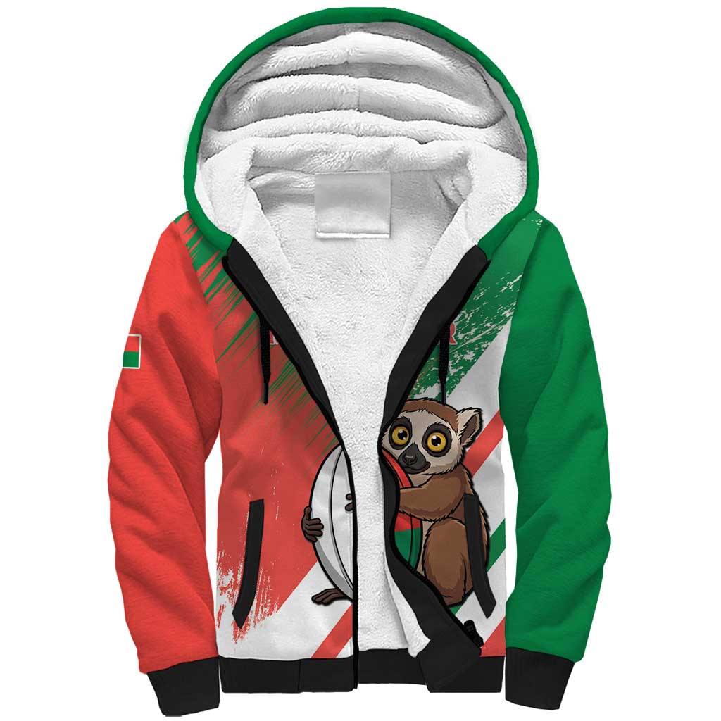 Madagascar Rugby Custom Sherpa Hoodie Go Les Makis - Wonder Print Shop