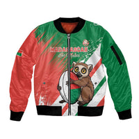 Madagascar Rugby Custom Sleeve Zip Bomber Jacket Go Les Makis - Wonder Print Shop