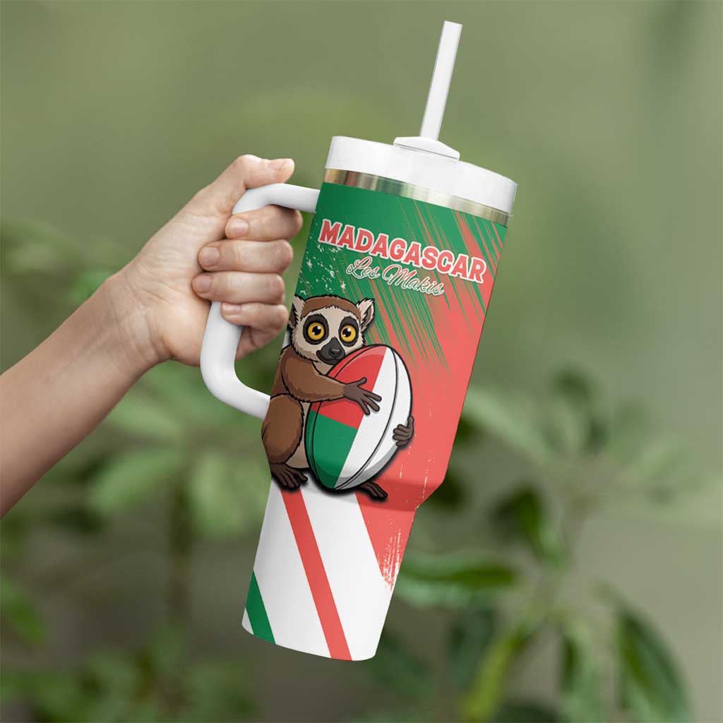Madagascar Rugby Custom Tumbler With Handle Go Les Makis - Wonder Print Shop