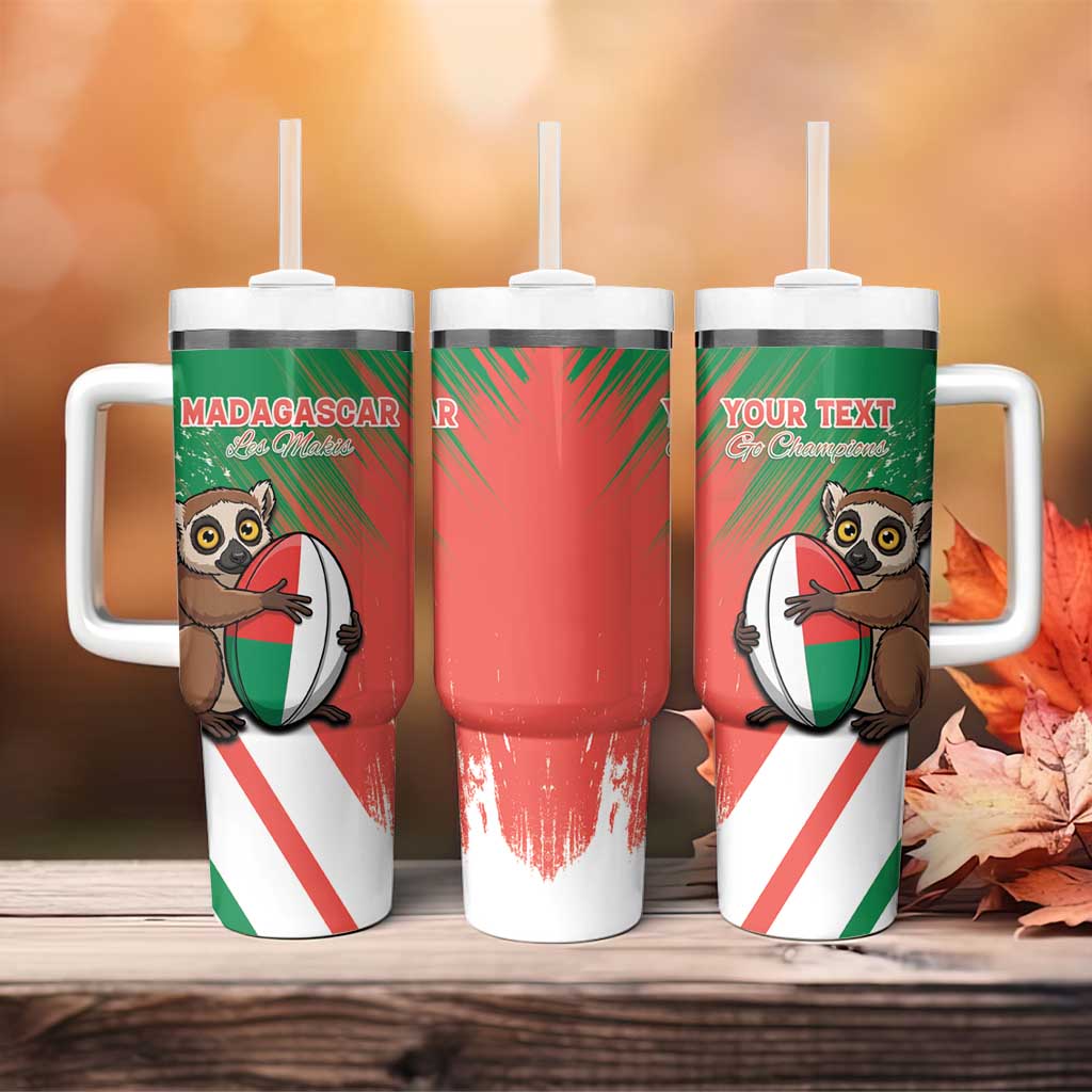 Madagascar Rugby Custom Tumbler With Handle Go Les Makis - Wonder Print Shop