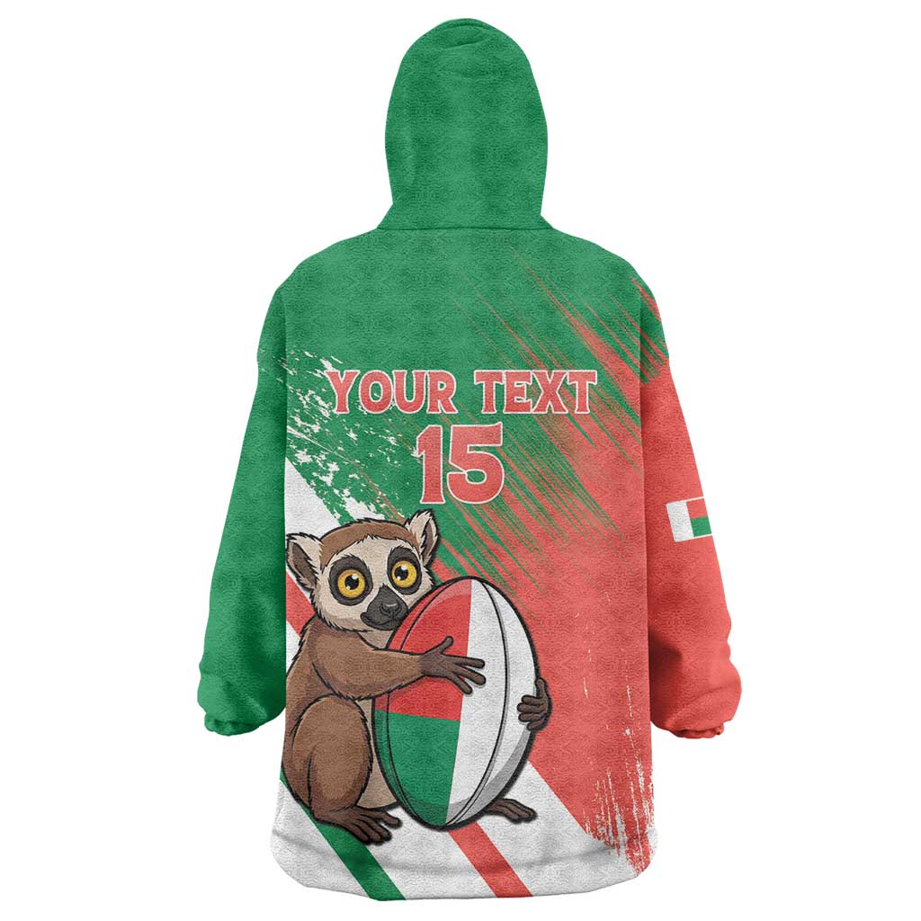 Madagascar Rugby Custom Wearable Blanket Hoodie Go Les Makis - Wonder Print Shop