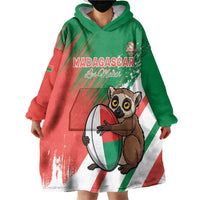 Madagascar Rugby Custom Wearable Blanket Hoodie Go Les Makis - Wonder Print Shop