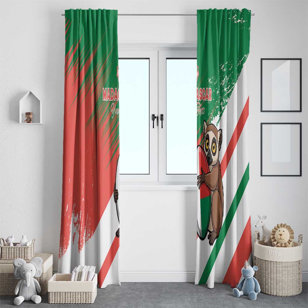Madagascar Rugby Custom Window Curtain Go Les Makis - Wonder Print Shop