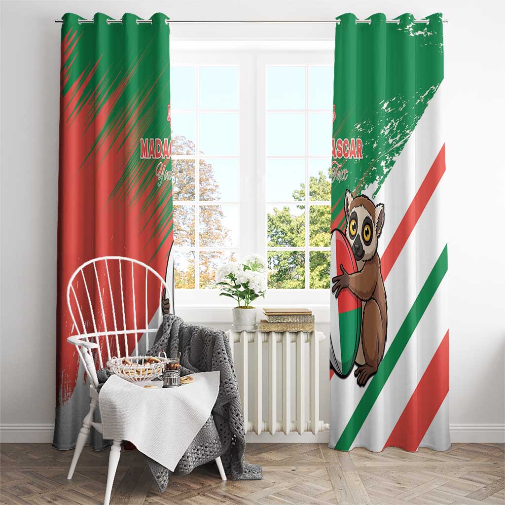 Madagascar Rugby Custom Window Curtain Go Les Makis - Wonder Print Shop