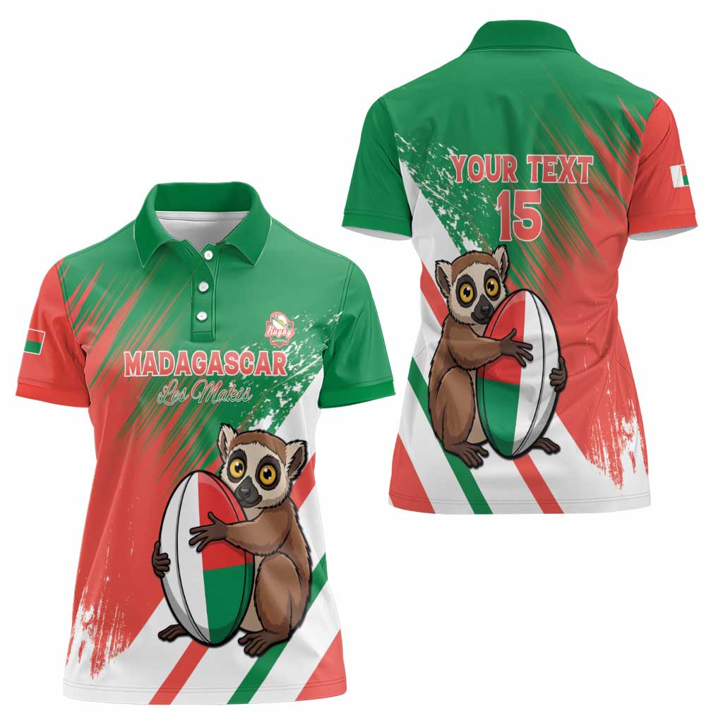 Madagascar Rugby Custom Women Polo Shirt Go Les Makis - Wonder Print Shop