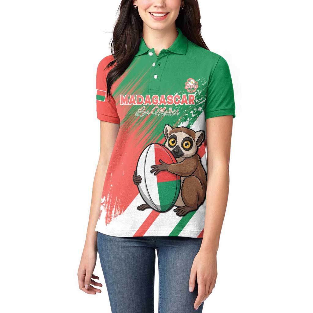 Madagascar Rugby Custom Women Polo Shirt Go Les Makis - Wonder Print Shop