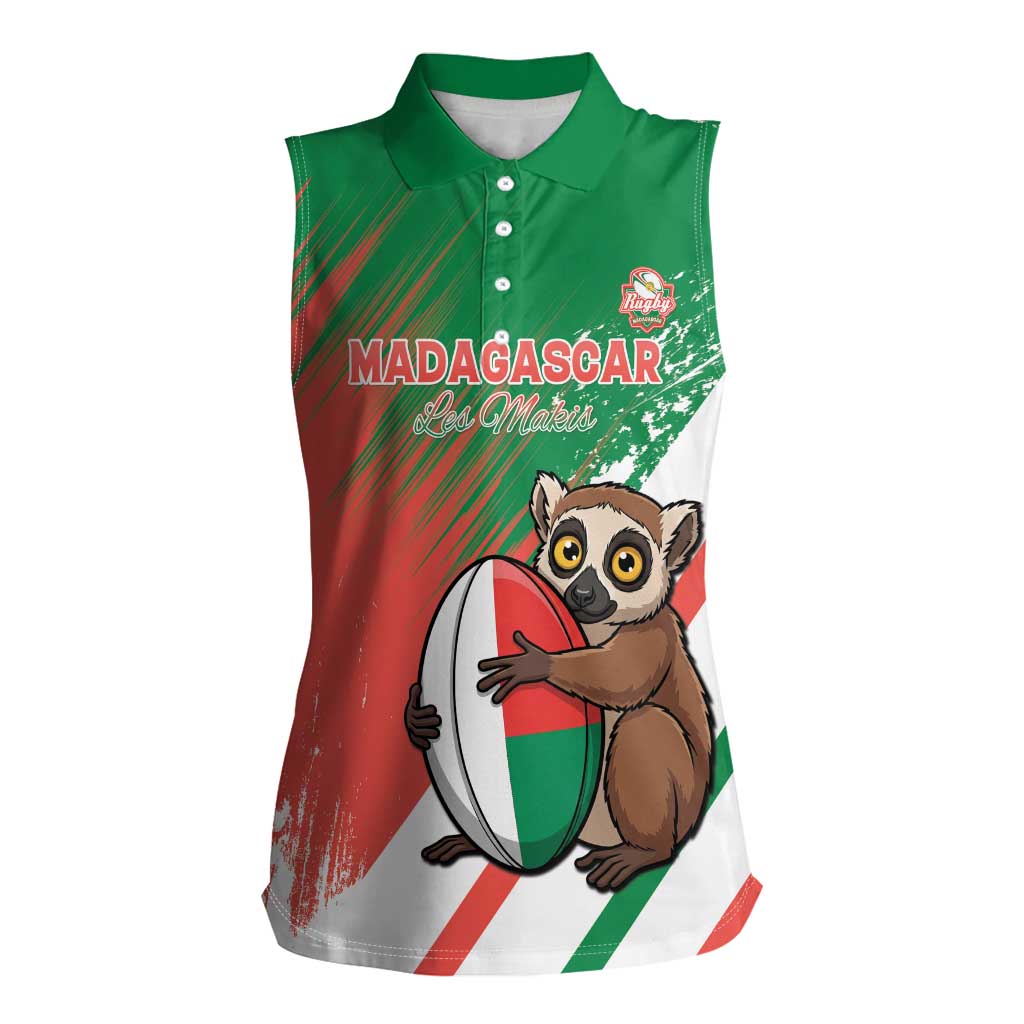 Madagascar Rugby Custom Women Sleeveless Polo Shirt Go Les Makis - Wonder Print Shop