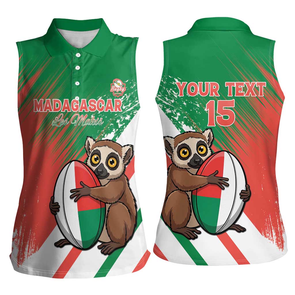 Madagascar Rugby Custom Women Sleeveless Polo Shirt Go Les Makis - Wonder Print Shop
