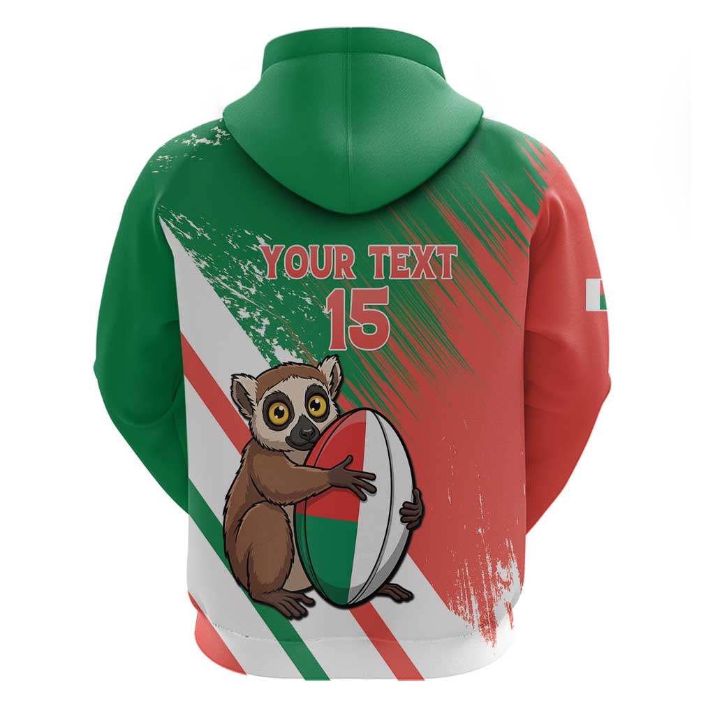 Madagascar Rugby Custom Zip Hoodie Go Les Makis - Wonder Print Shop