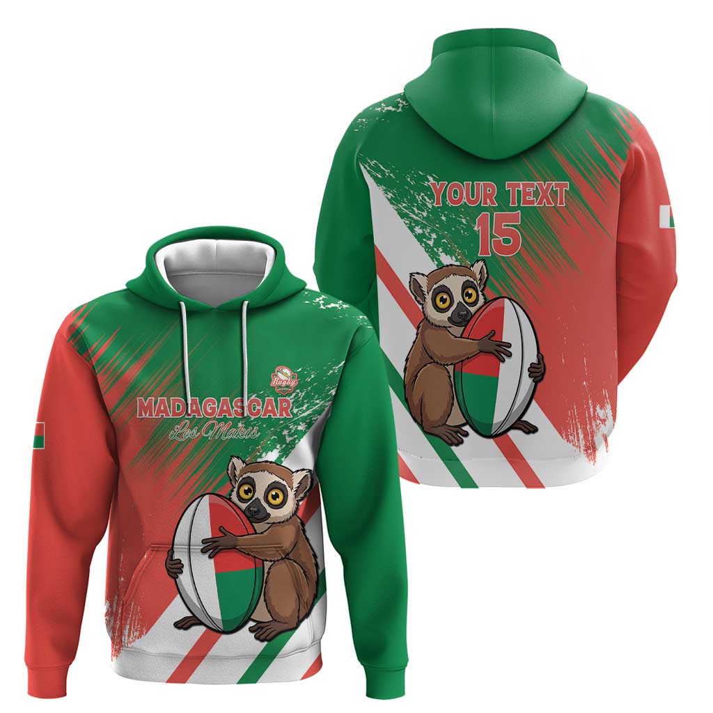 Madagascar Rugby Custom Zip Hoodie Go Les Makis - Wonder Print Shop