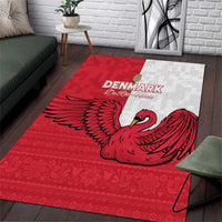Denmark Football Area Rug Red and Whites Scandinavia Pattern - Wonder Print Shop