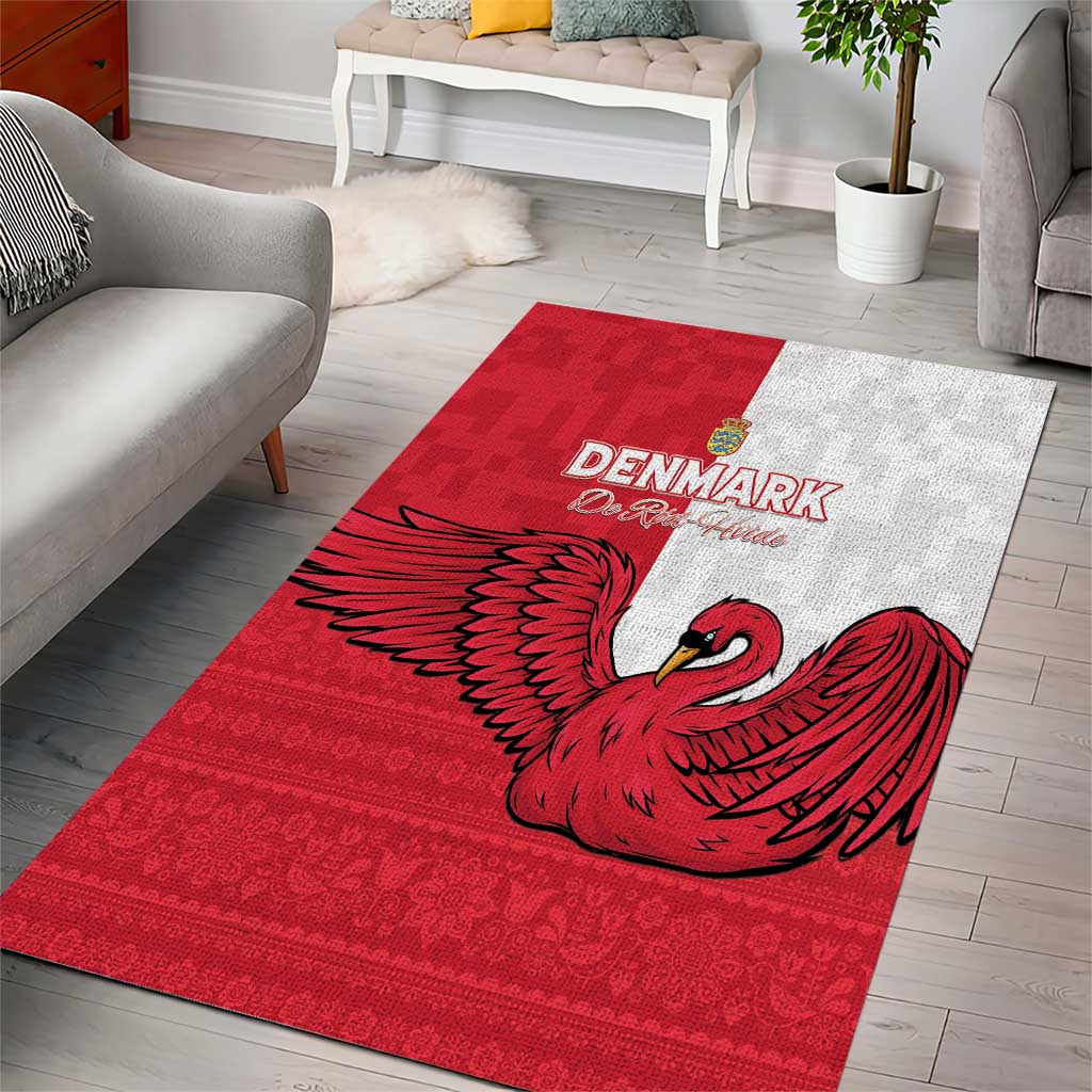 Denmark Football Area Rug Red and Whites Scandinavia Pattern - Wonder Print Shop