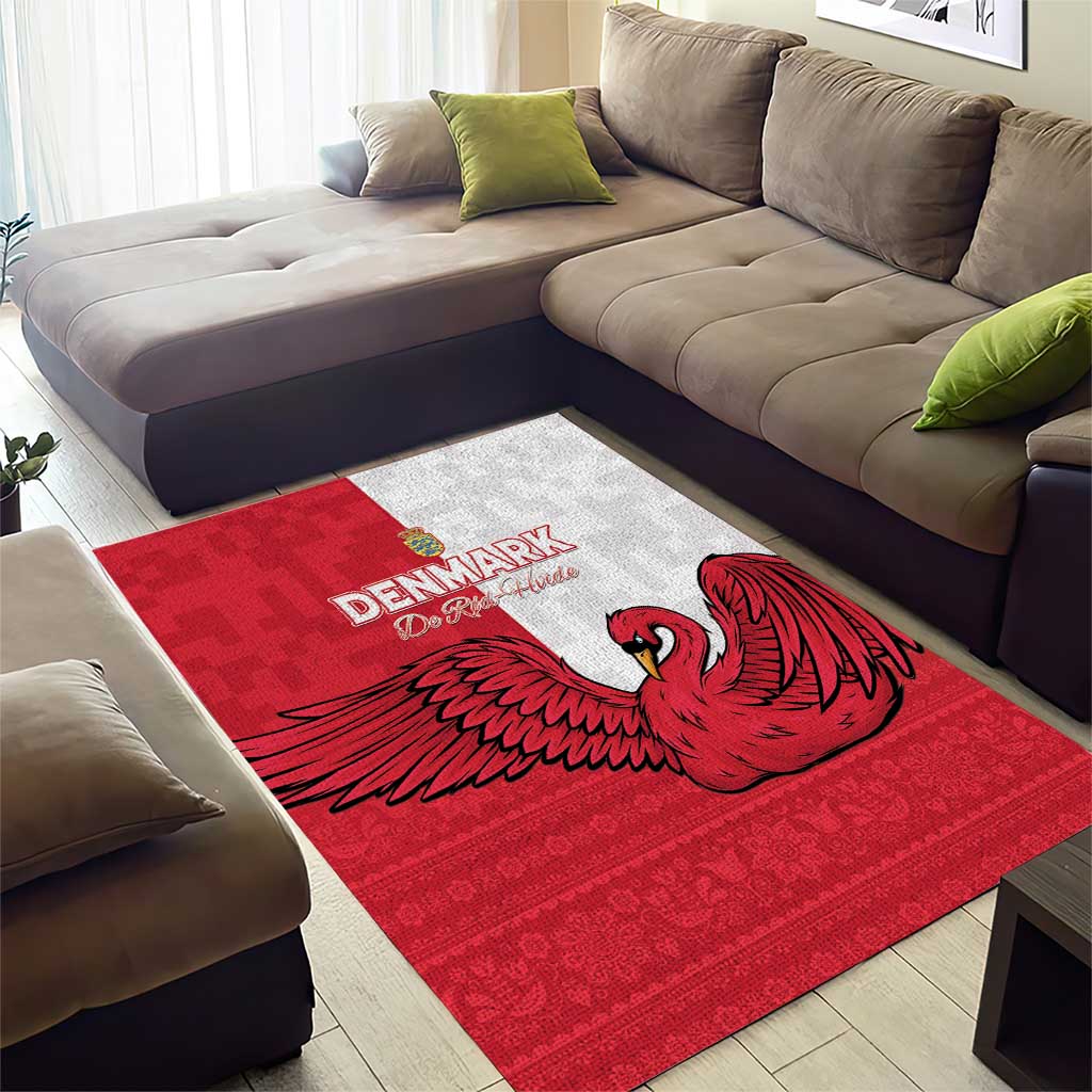 Denmark Football Area Rug Red and Whites Scandinavia Pattern - Wonder Print Shop