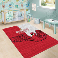 Denmark Football Area Rug Red and Whites Scandinavia Pattern - Wonder Print Shop