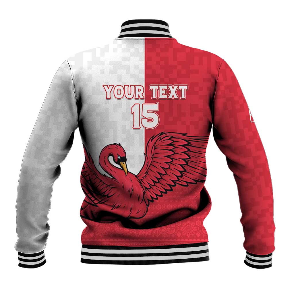 Custom Denmark Football Baseball Jacket Red and Whites Scandinavia Pattern - Wonder Print Shop