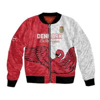 Custom Denmark Football Bomber Jacket Red and Whites Scandinavia Pattern - Wonder Print Shop