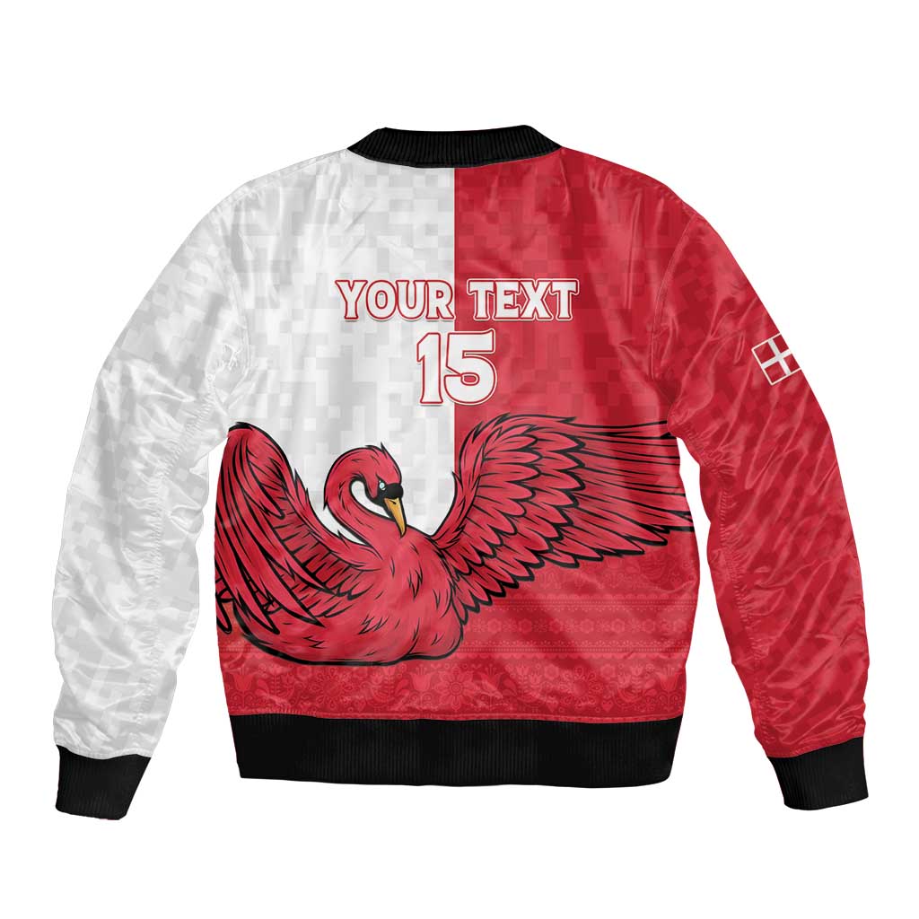 Custom Denmark Football Bomber Jacket Red and Whites Scandinavia Pattern - Wonder Print Shop