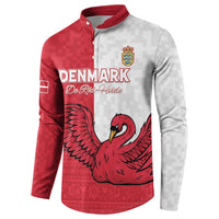 Custom Denmark Football Button Sweatshirt Red and Whites Scandinavia Pattern - Wonder Print Shop