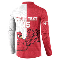 Custom Denmark Football Button Sweatshirt Red and Whites Scandinavia Pattern - Wonder Print Shop