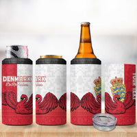 Custom Denmark Football 4 in 1 Can Cooler Tumbler Red and Whites Scandinavia Pattern - Wonder Print Shop