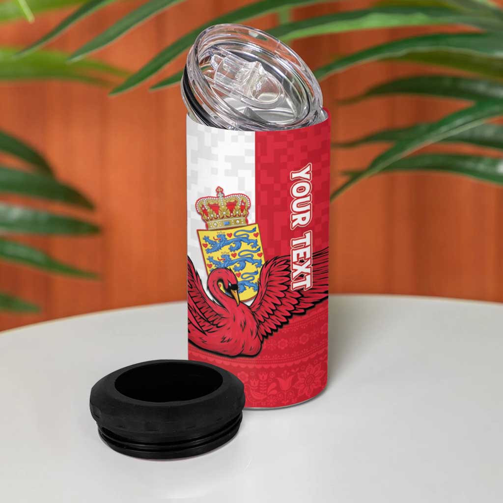 Custom Denmark Football 4 in 1 Can Cooler Tumbler Red and Whites Scandinavia Pattern - Wonder Print Shop