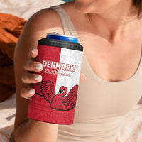 Custom Denmark Football 4 in 1 Can Cooler Tumbler Red and Whites Scandinavia Pattern - Wonder Print Shop