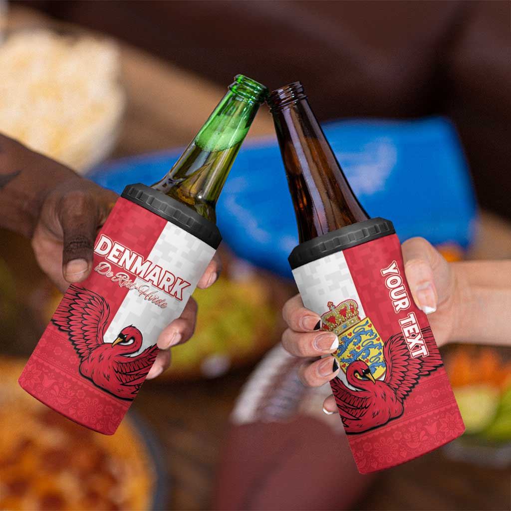 Custom Denmark Football 4 in 1 Can Cooler Tumbler Red and Whites Scandinavia Pattern - Wonder Print Shop