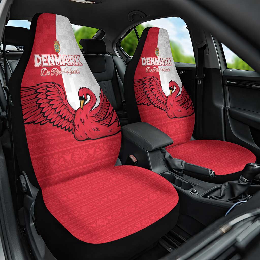 Denmark Football Car Seat Cover Red and Whites Scandinavia Pattern - Wonder Print Shop