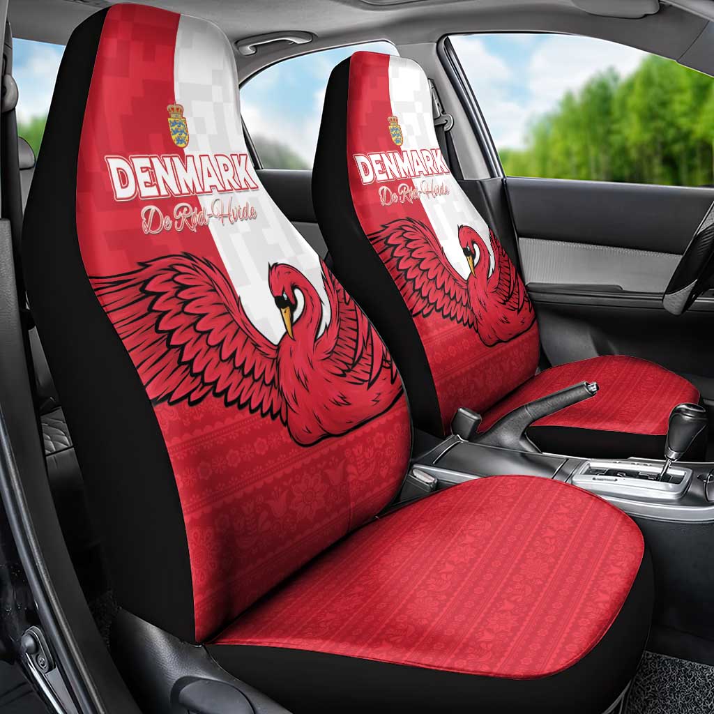Denmark Football Car Seat Cover Red and Whites Scandinavia Pattern - Wonder Print Shop