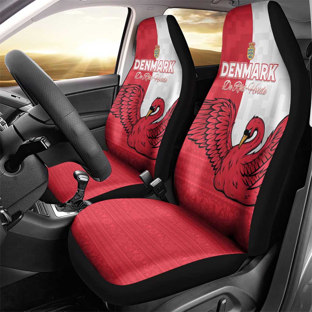Denmark Football Car Seat Cover Red and Whites Scandinavia Pattern - Wonder Print Shop