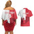 Custom Denmark Football Couples Matching Off Shoulder Short Dress and Hawaiian Shirt Red and Whites Scandinavia Pattern - Wonder Print Shop