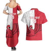 Custom Denmark Football Couples Matching Summer Maxi Dress and Hawaiian Shirt Red and Whites Scandinavia Pattern - Wonder Print Shop