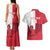 Custom Denmark Football Couples Matching Tank Maxi Dress and Hawaiian Shirt Red and Whites Scandinavia Pattern - Wonder Print Shop